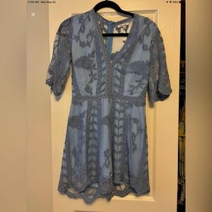 NEW, Size Medium, Blue Lace Pink Lily Boutique Romper